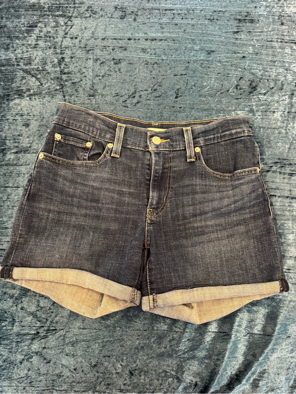 Levi's Dark Blue Rolled Cuff Denim Shorts